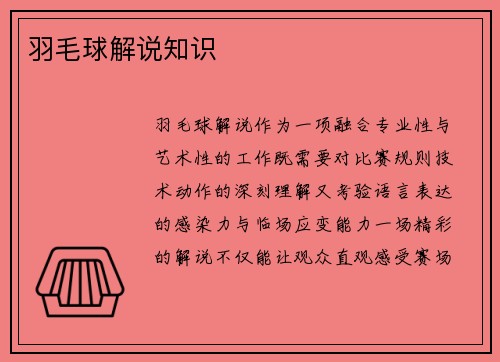 羽毛球解说知识