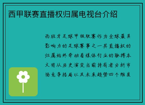 西甲联赛直播权归属电视台介绍